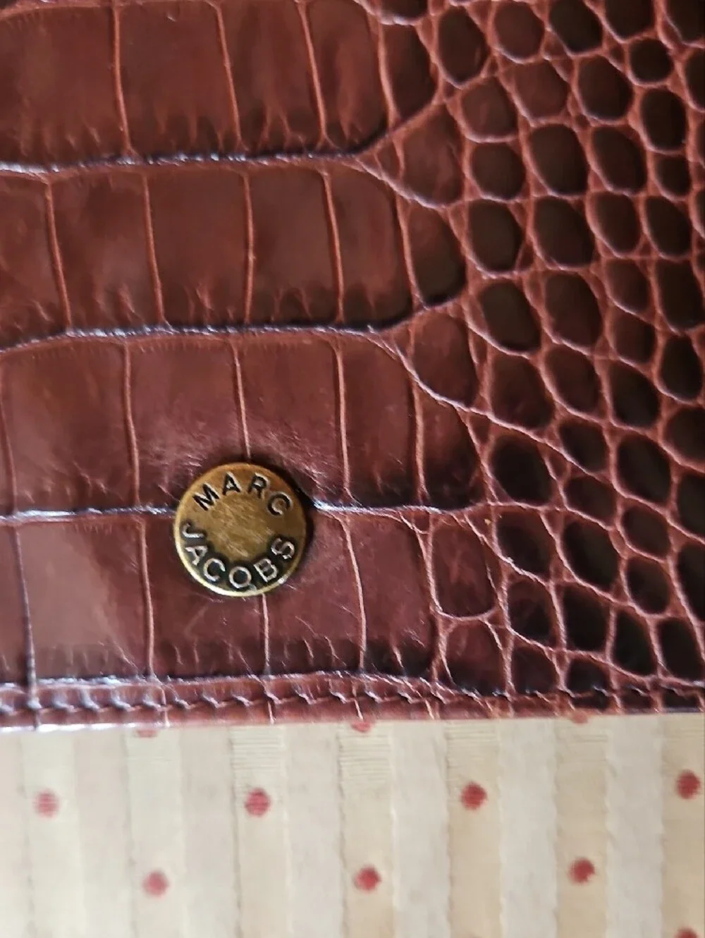 Marc Jacobs Croc-Embossed Brown Leather Chain Crossbody/ Clutch Bag